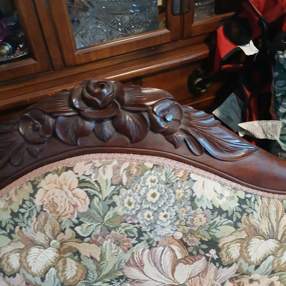 Floral Patterned Sofa with Wooden Frame